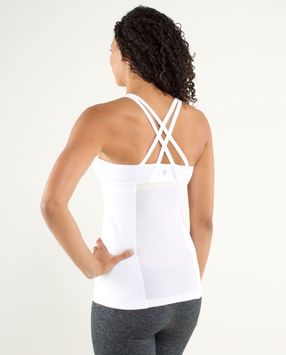 Lululemon Energy Tank Criss Cross Back Mesh Breathable Workout Yoga White Size 4